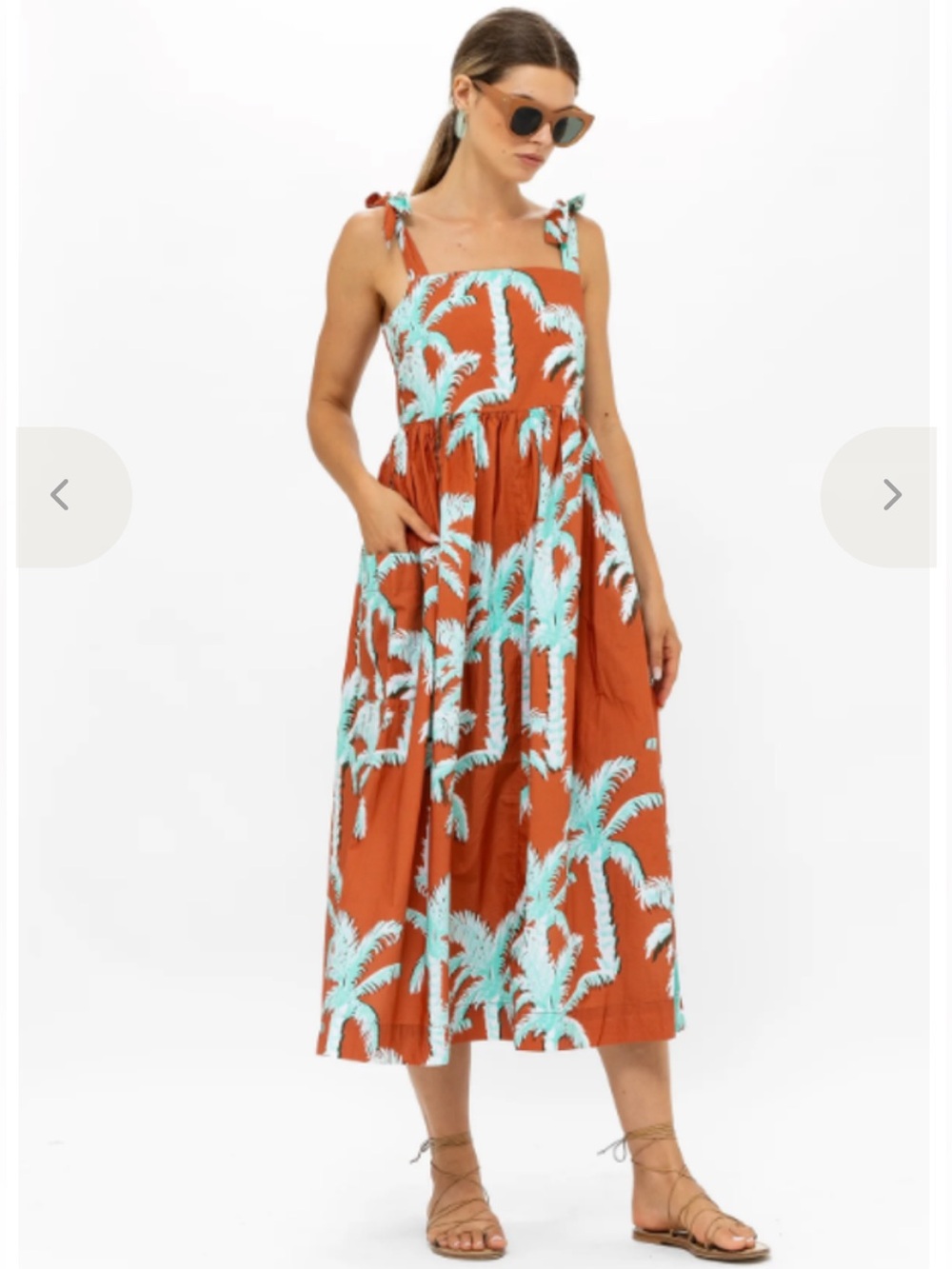 Oliphant Tie-Strap Pocket Midi Dress in Cartagena Brown size XS